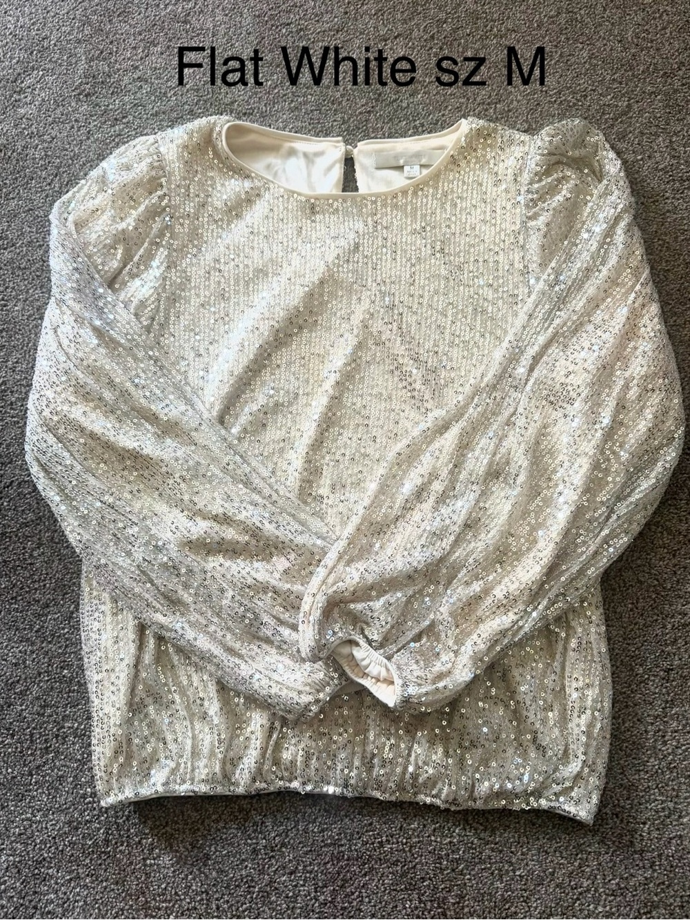 Flat White Sequin Long-Sleeve Women's Top